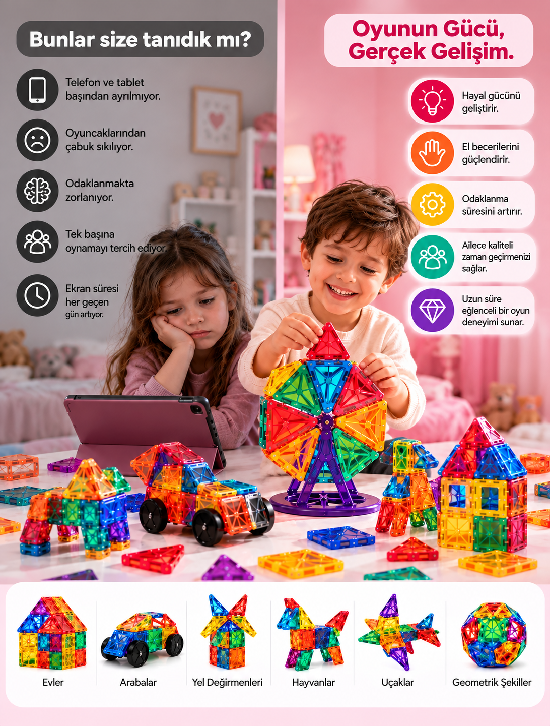 KIDOO™ 72 Parça Manyetik Yapı & Keşif Seti